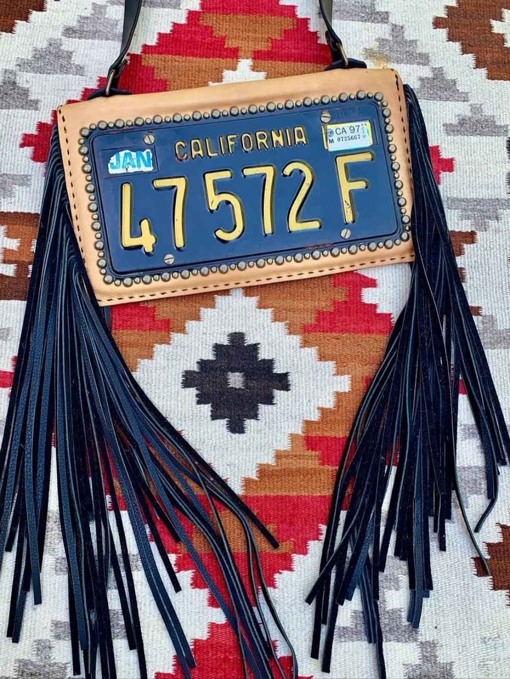 California Dreamin' 🌅 Leather Fringe Plate Purse